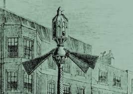 The first traffic signal in London, 1868