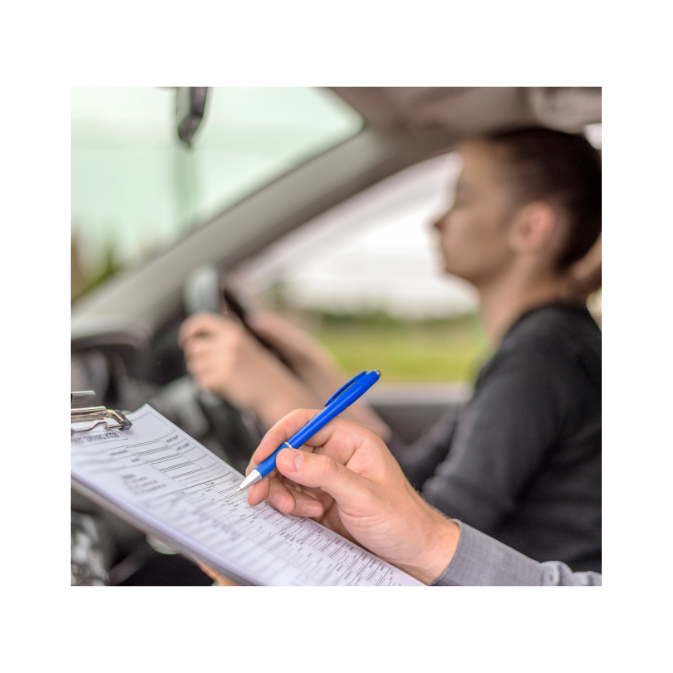 Learner driver taking a road test
