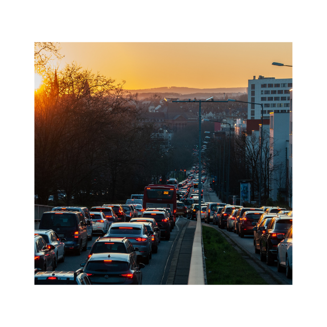 Busy traffic showing real-world driving conditions